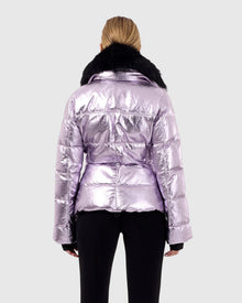 Metallic Après-Ski Jacket With Detachable Toscana Shearling Lamb Collar | Lilac/Black