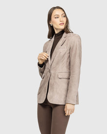 Metis Suede Single Breasted Blazer | Taupe
