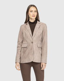 Metis Suede Single Breasted Blazer | Taupe