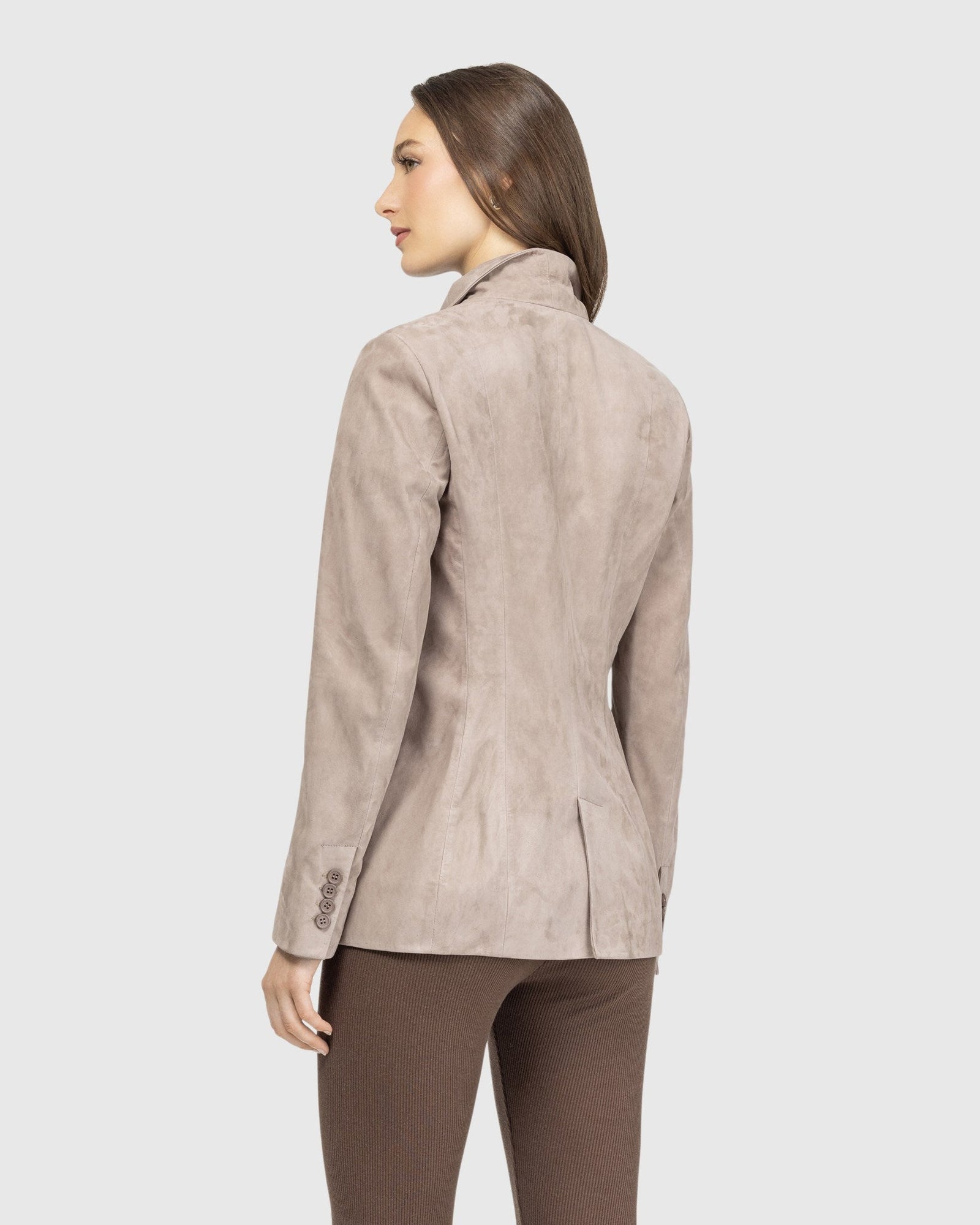 Metis Suede Single Breasted Blazer | Taupe