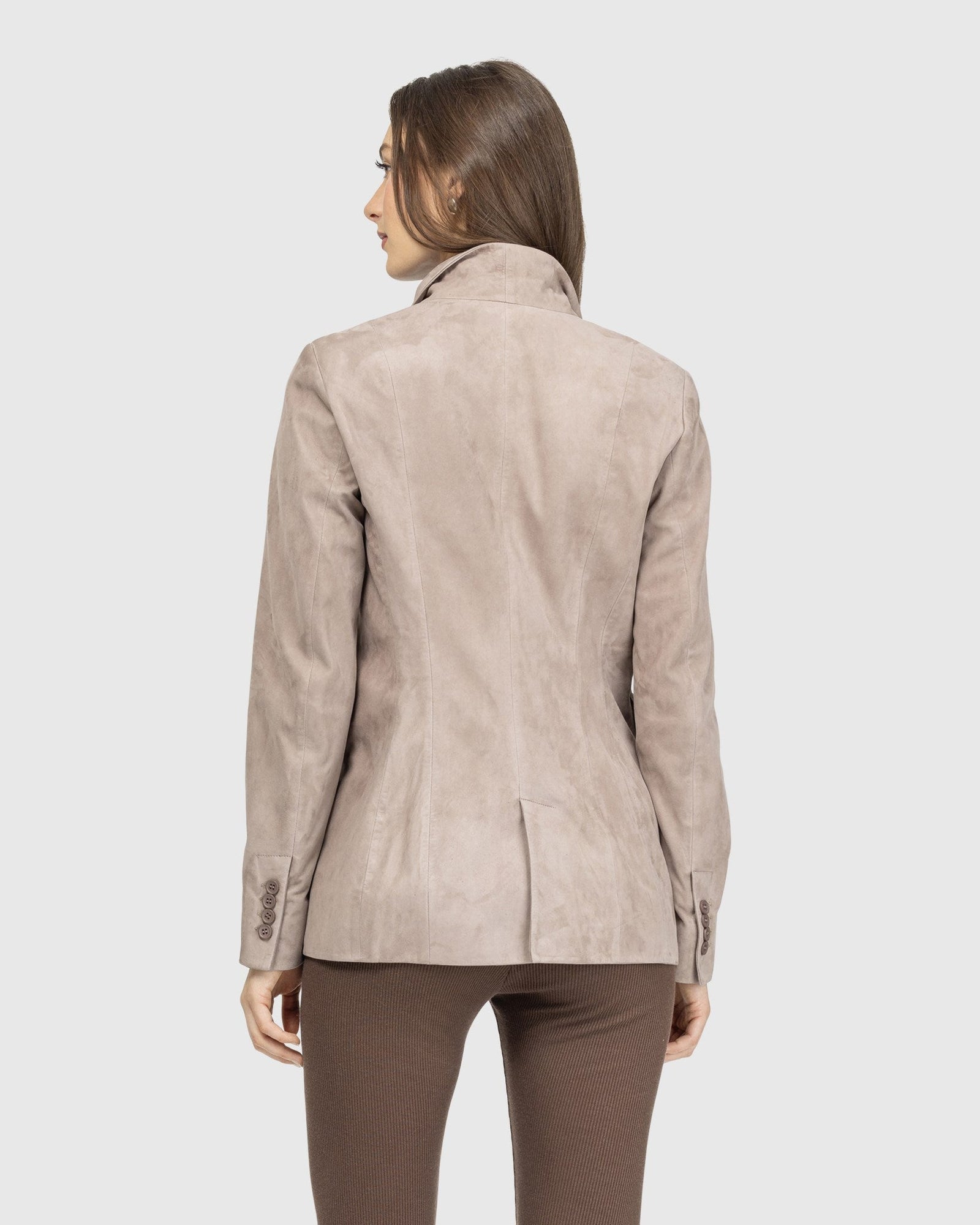 Metis Suede Single Breasted Blazer | Taupe