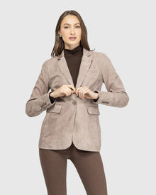 Metis Suede Single Breasted Blazer | Taupe
