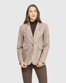 Metis Suede Single Breasted Blazer | Taupe