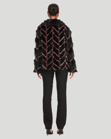 Mink And Fo Intarsia Jacket | Women | Burgundy x Black x Blue Iris x Charc