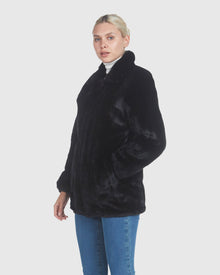 Mink Bomber Zip Jacket Reversible To Black Leather | Ranch