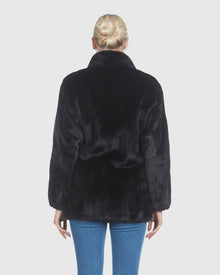 Mink Bomber Zip Jacket Reversible To Black Leather | Ranch