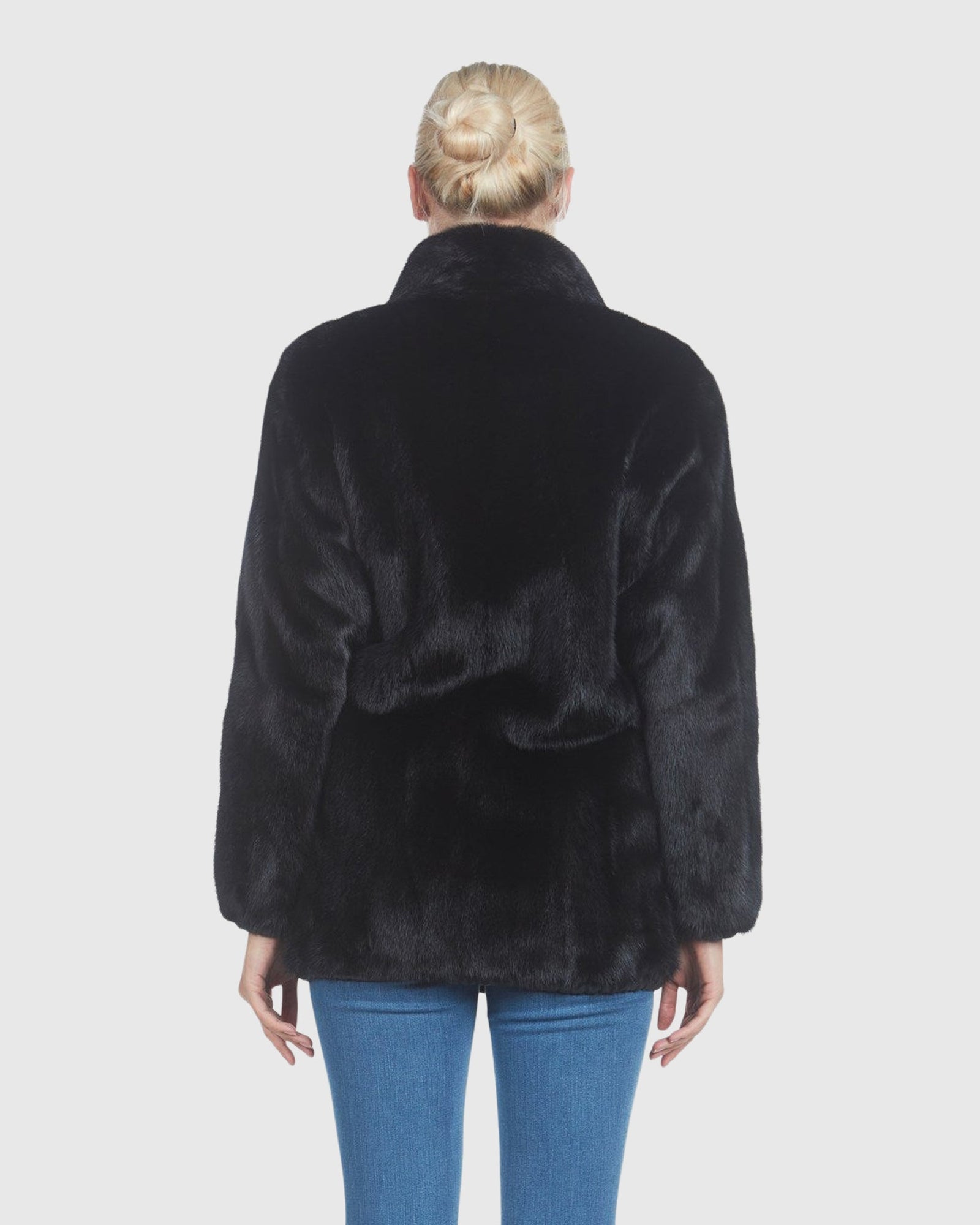 Mink Bomber Zip Jacket Reversible To Black Leather | Ranch