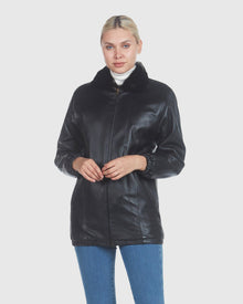 Mink Bomber Zip Jacket Reversible To Black Leather | Ranch