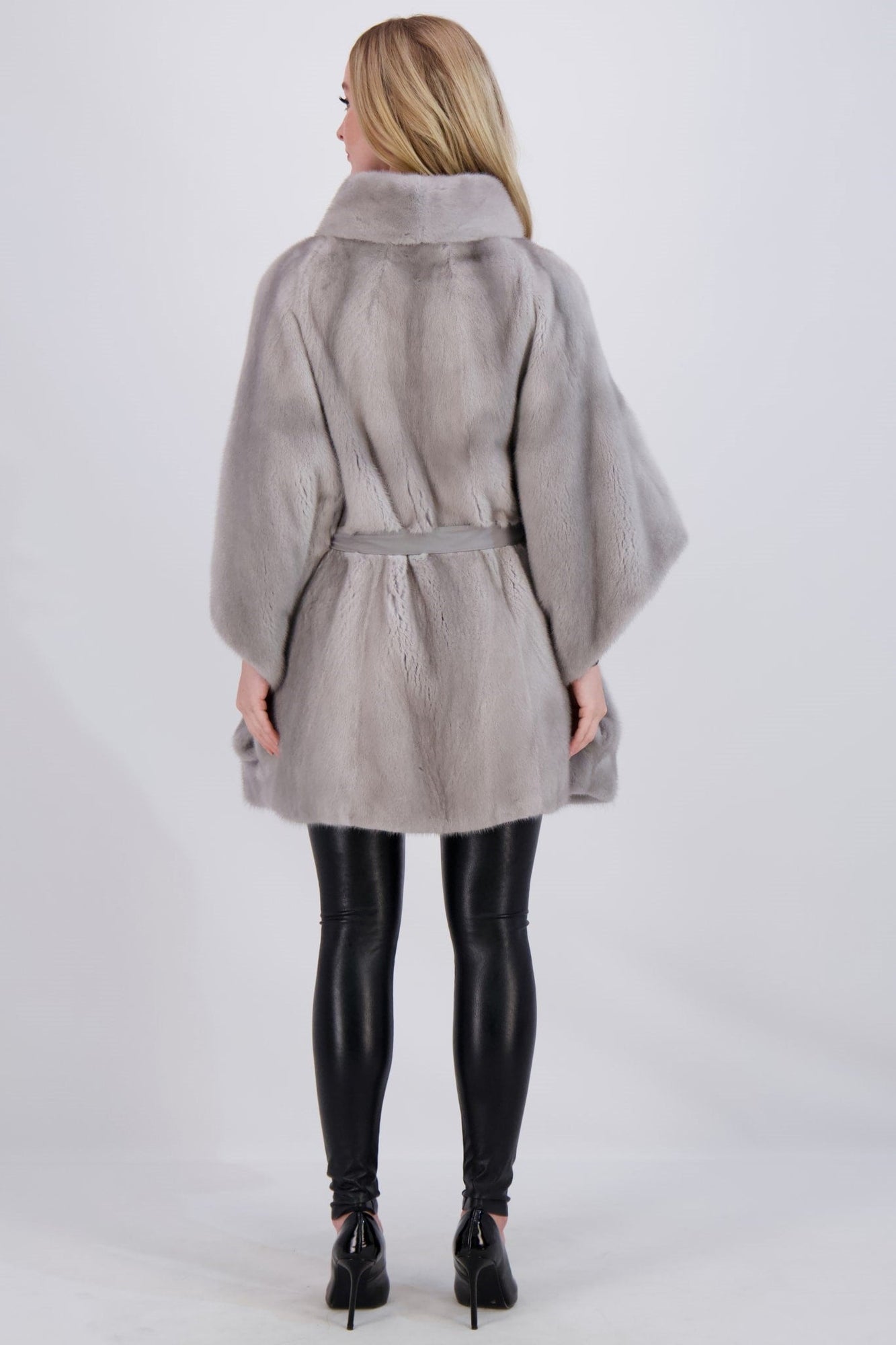 Mink Cape, Leather Belt | Women | Sapphire