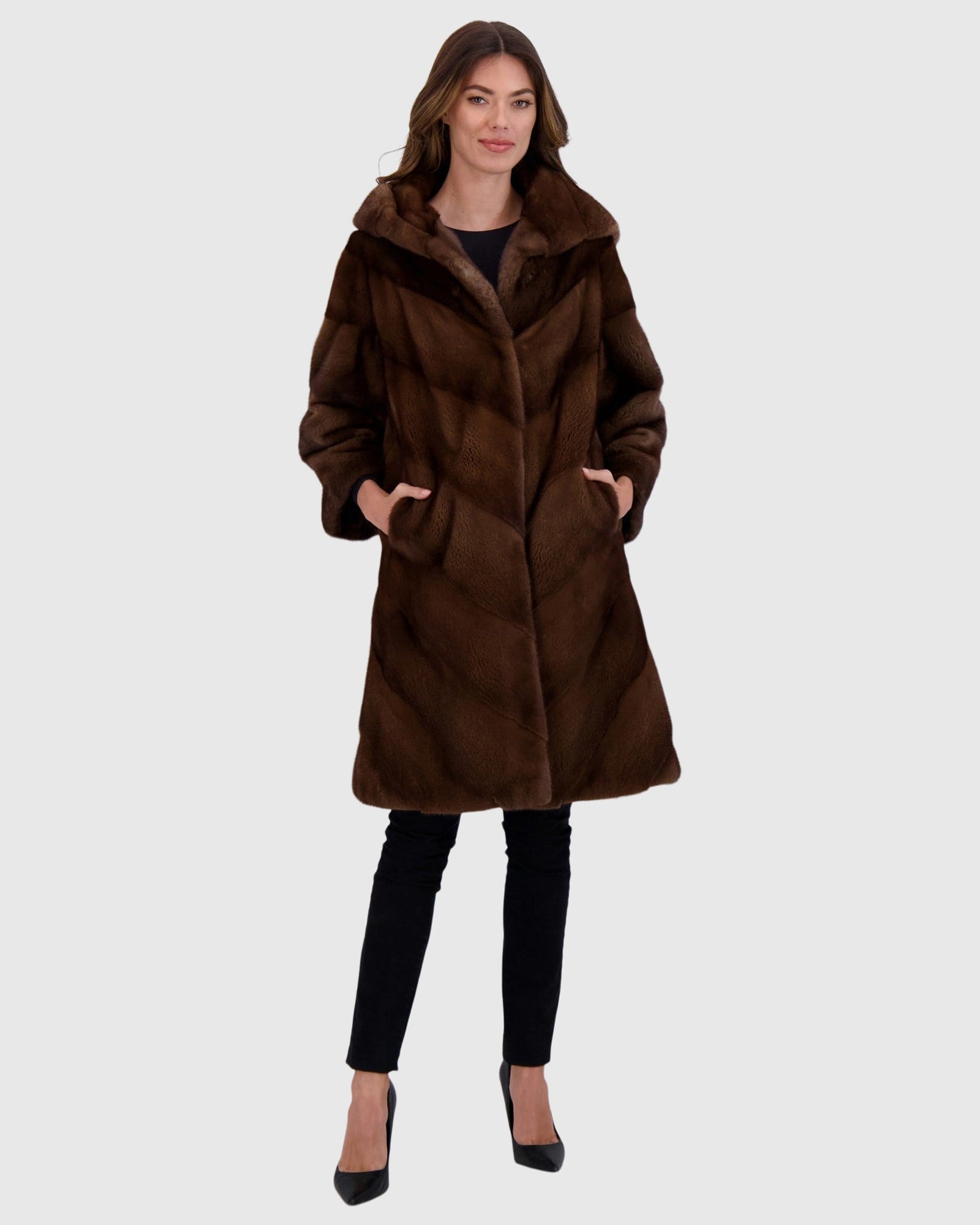 Mink Coat With Stand Up Collar | Scanbrown
