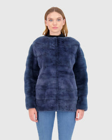 Mink Funnel Neck Jacket | Denim