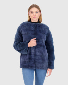 Mink Funnel Neck Jacket | Denim