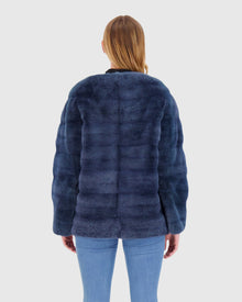 Mink Funnel Neck Jacket | Denim