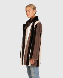 Mink Fur Stripe Stroller | Black/Pearl/White/Brown