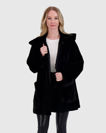 Mink Hooded Jacket | Black