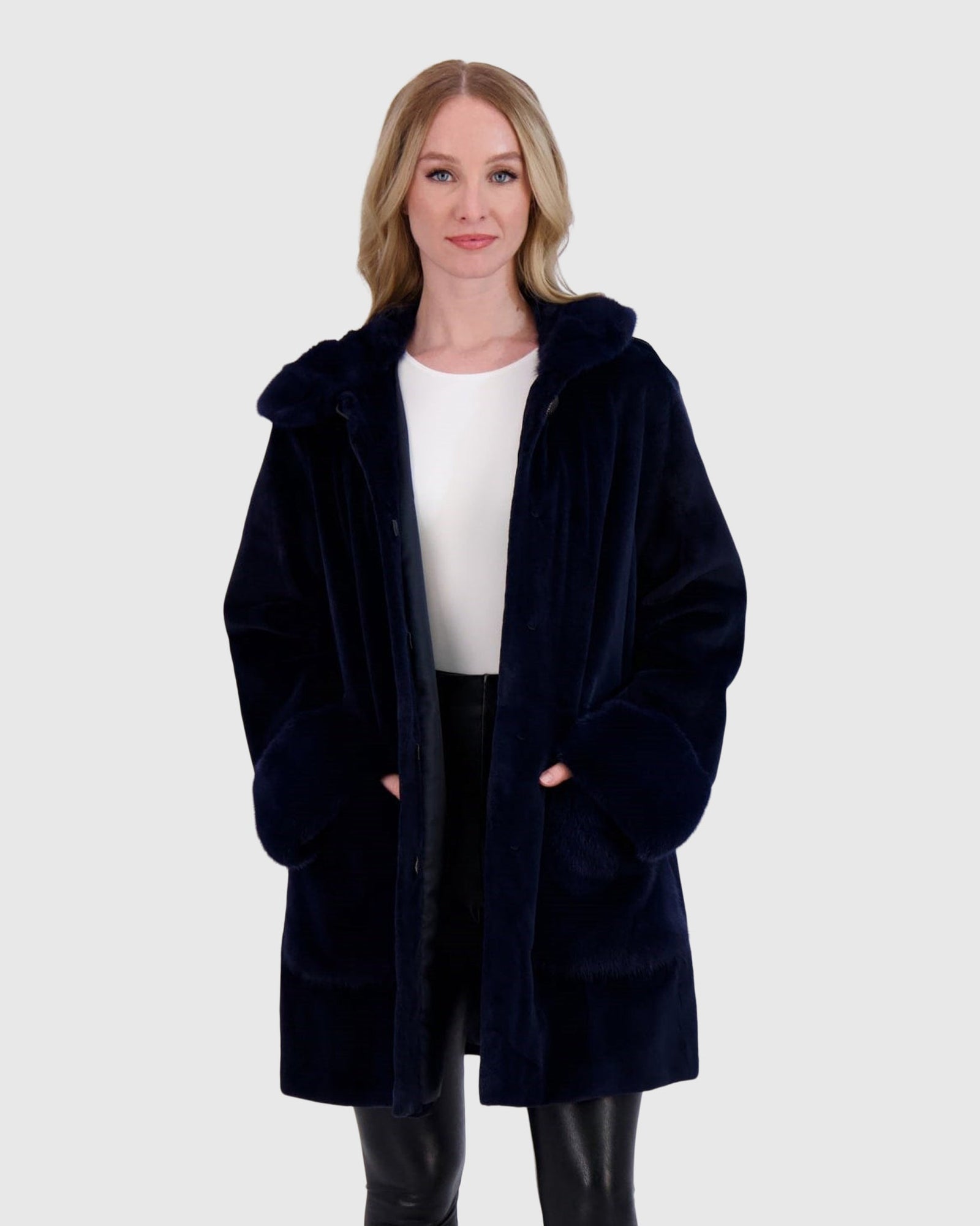 Mink Hooded Jacket | Admiral Blue