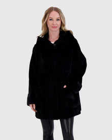Mink Hooded Jacket | Black