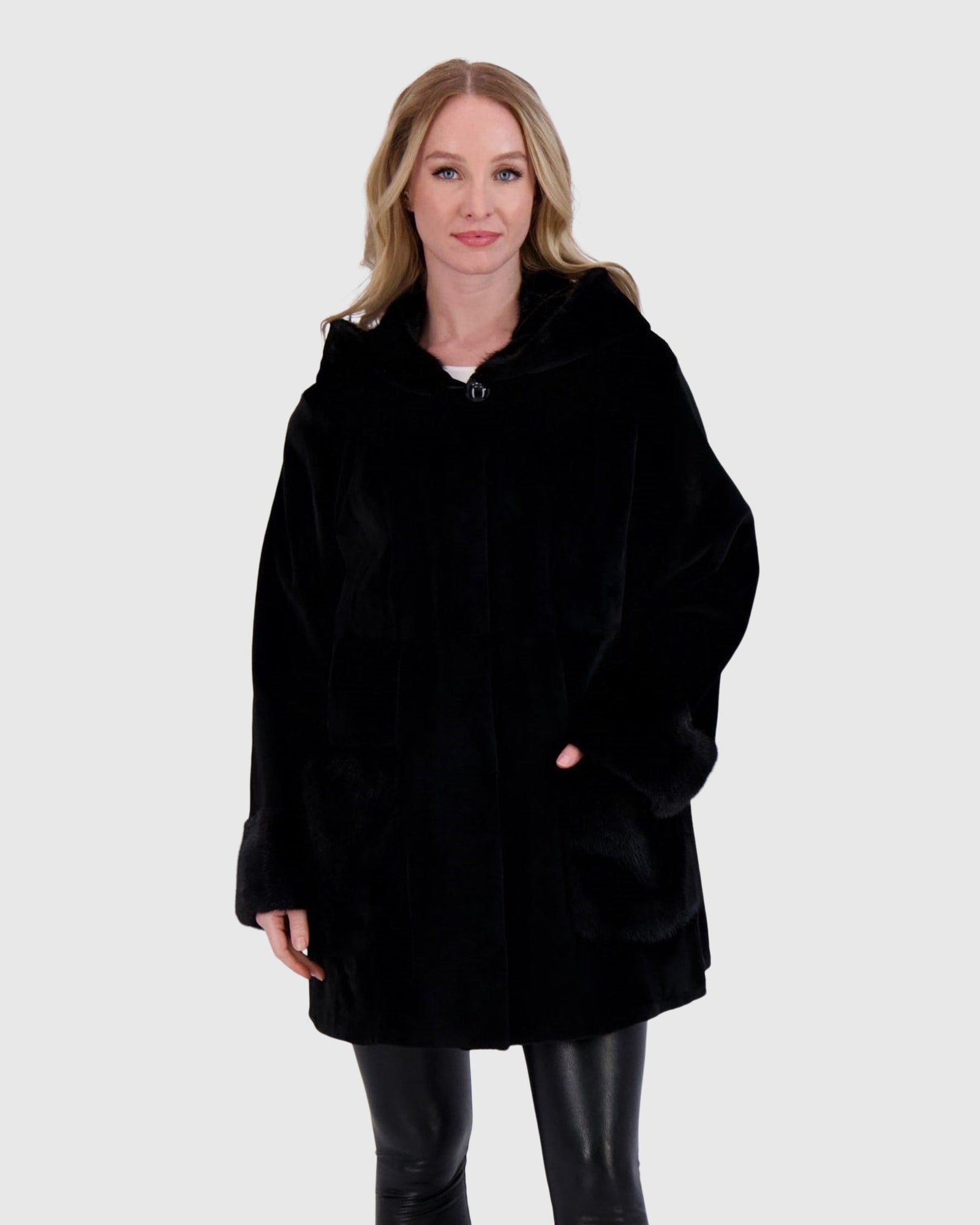 Mink Hooded Jacket | Black