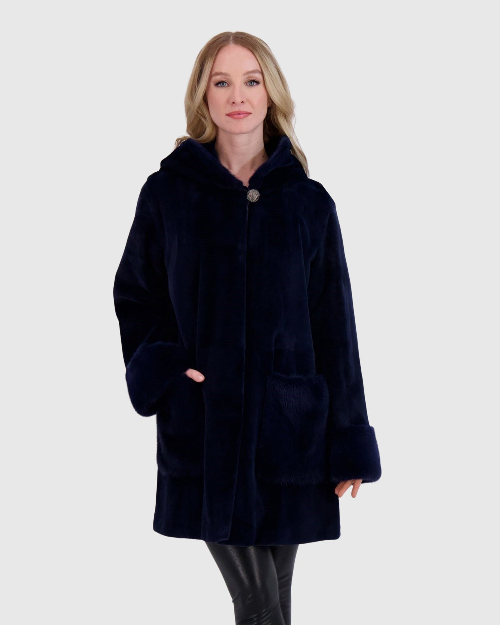 Mink Hooded Jacket | Admiral Blue