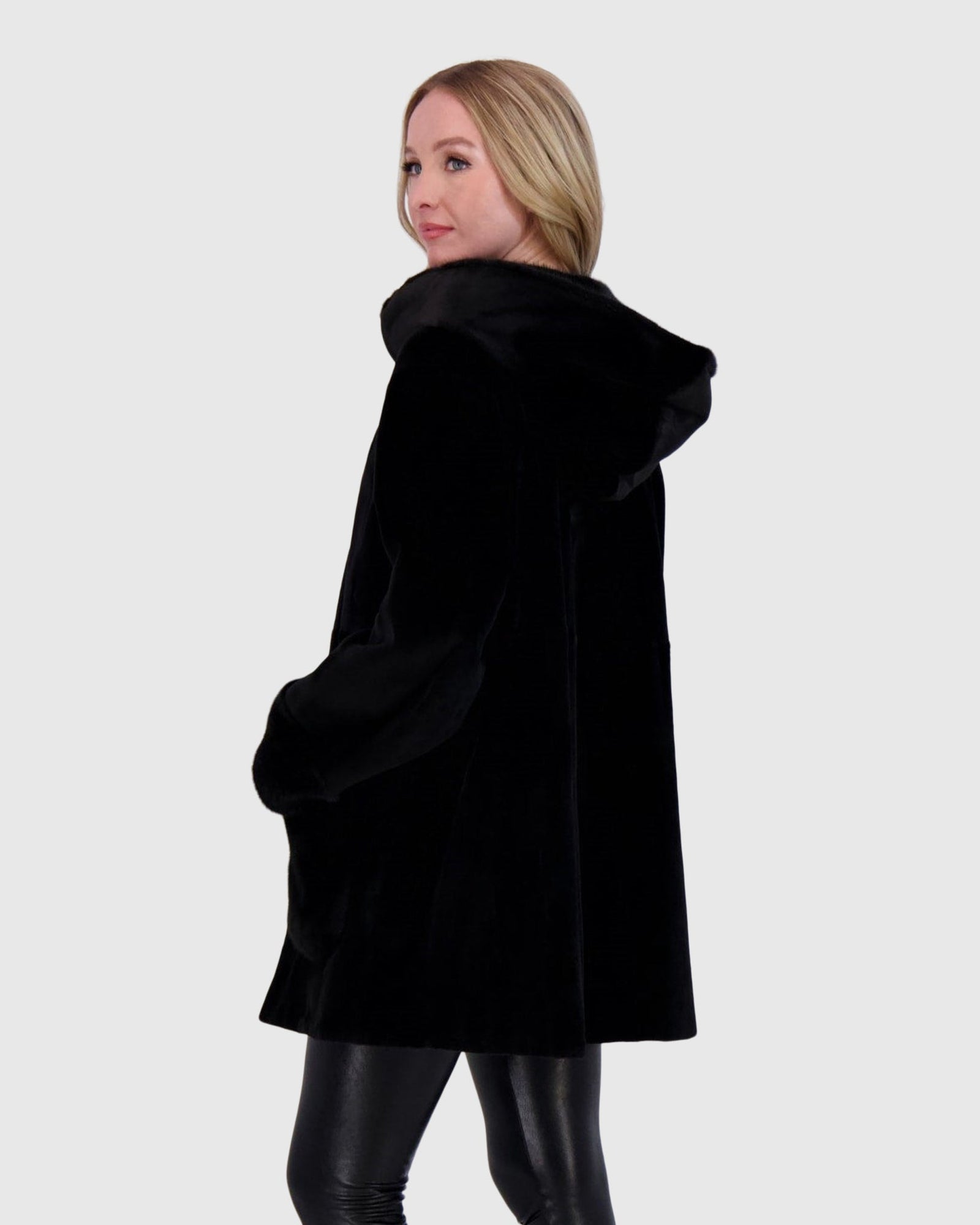 Mink Hooded Jacket | Black