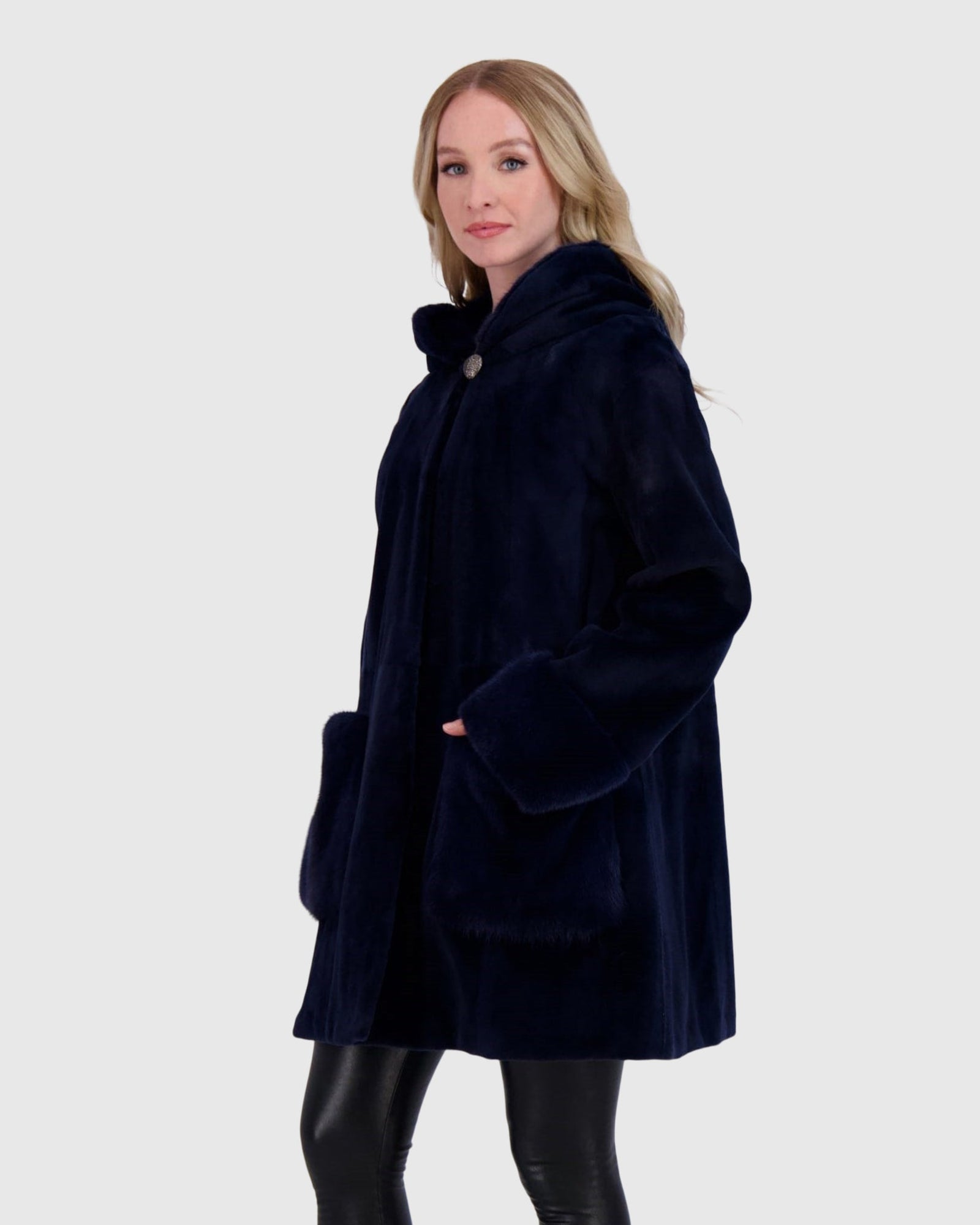 Mink Hooded Jacket | Admiral Blue