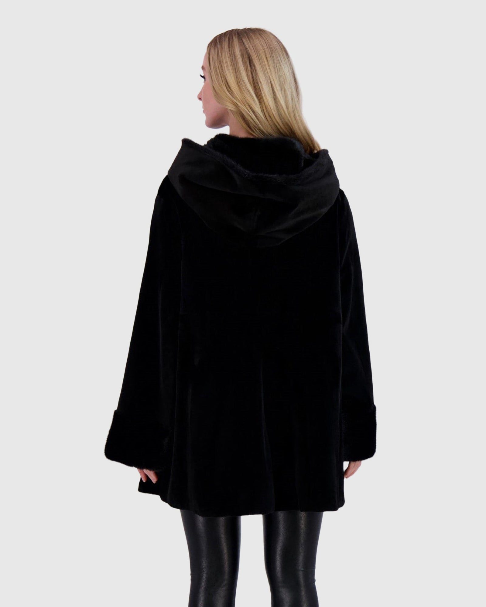 Mink Hooded Jacket | Black