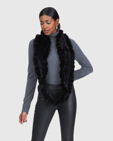 Mink Infinity Scarf With Ruffles | Black