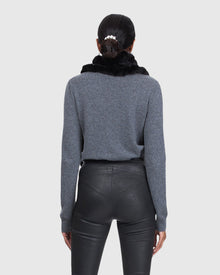 Mink Infinity Scarf With Ruffles | Black