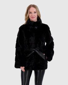 Mink Jacket W/ Leather Belt | Black