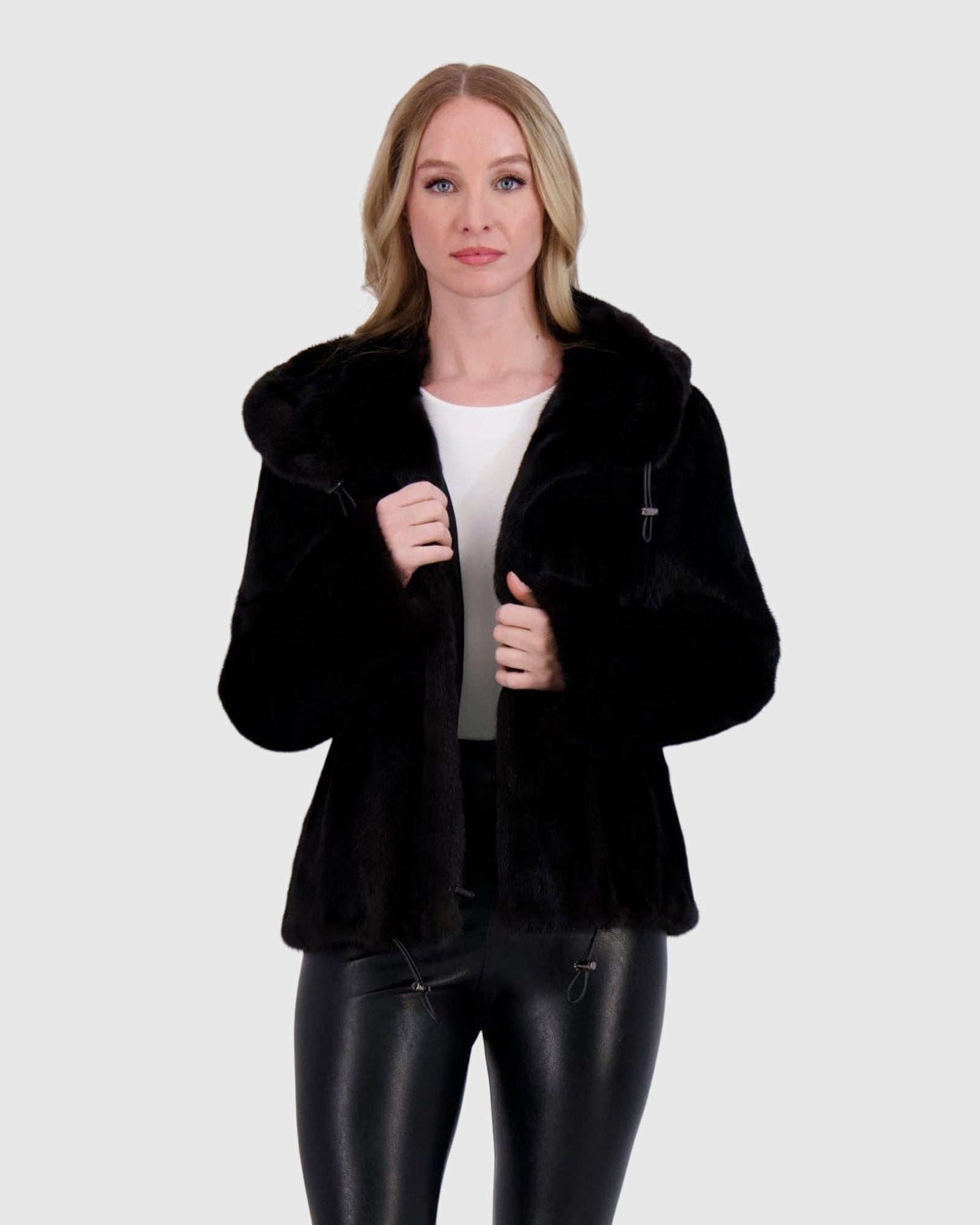 Mink Jacket W/ Leather Belt | Black