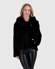 Mink Jacket W/ Leather Belt | Black