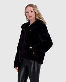 Mink Jacket W/ Leather Belt | Black