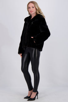 Mink Jacket W/ Leather Belt | Women | Black