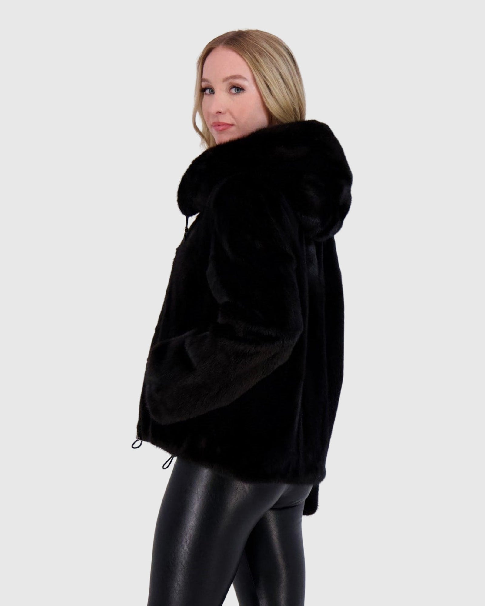Mink Jacket W/ Leather Belt | Black