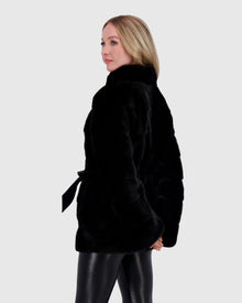 Mink Jacket W/ Leather Belt | Black