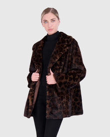 Mink Jacket With Belt | Brown Animal Print (V1)