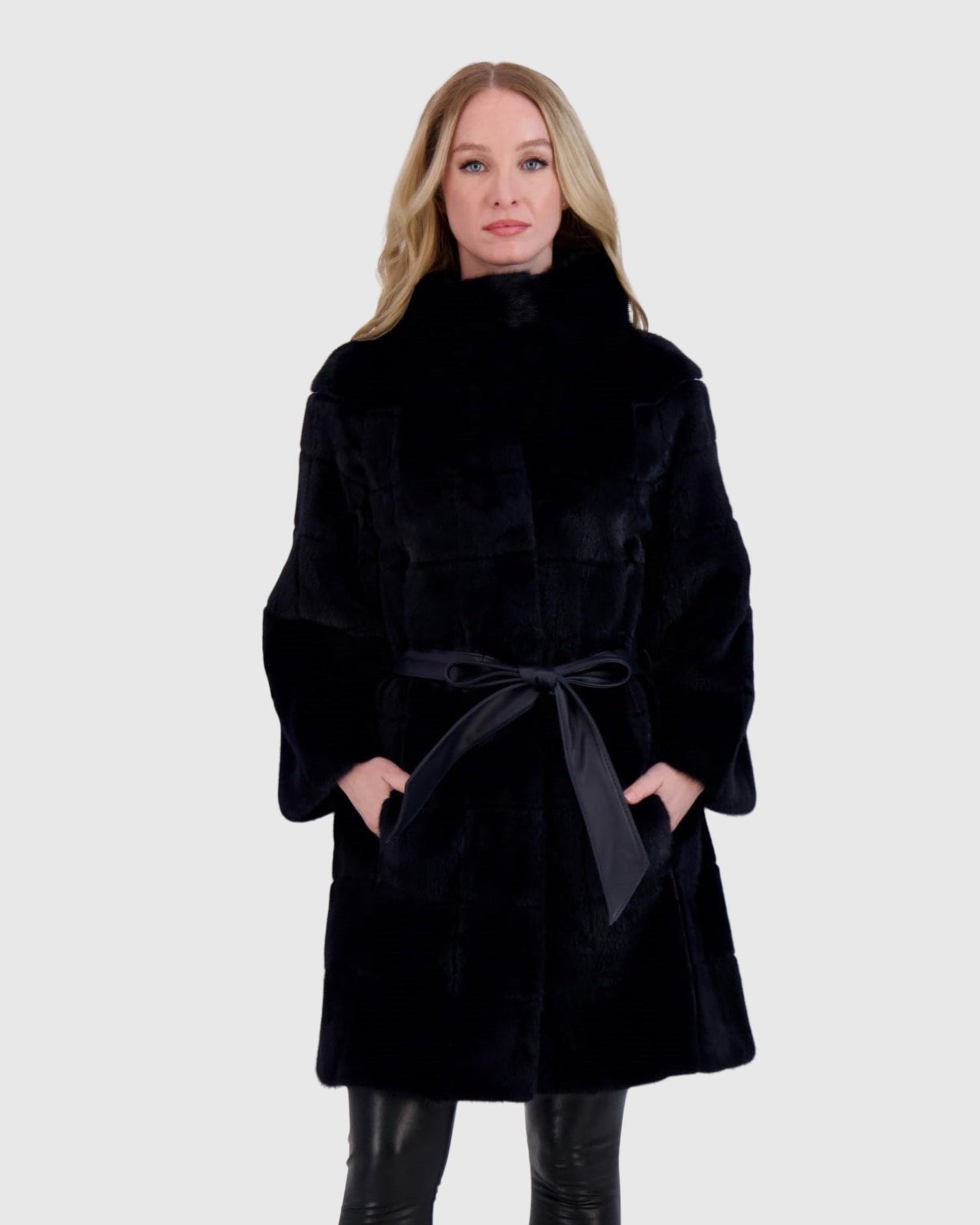 Mink Jacket With Belt | Navy