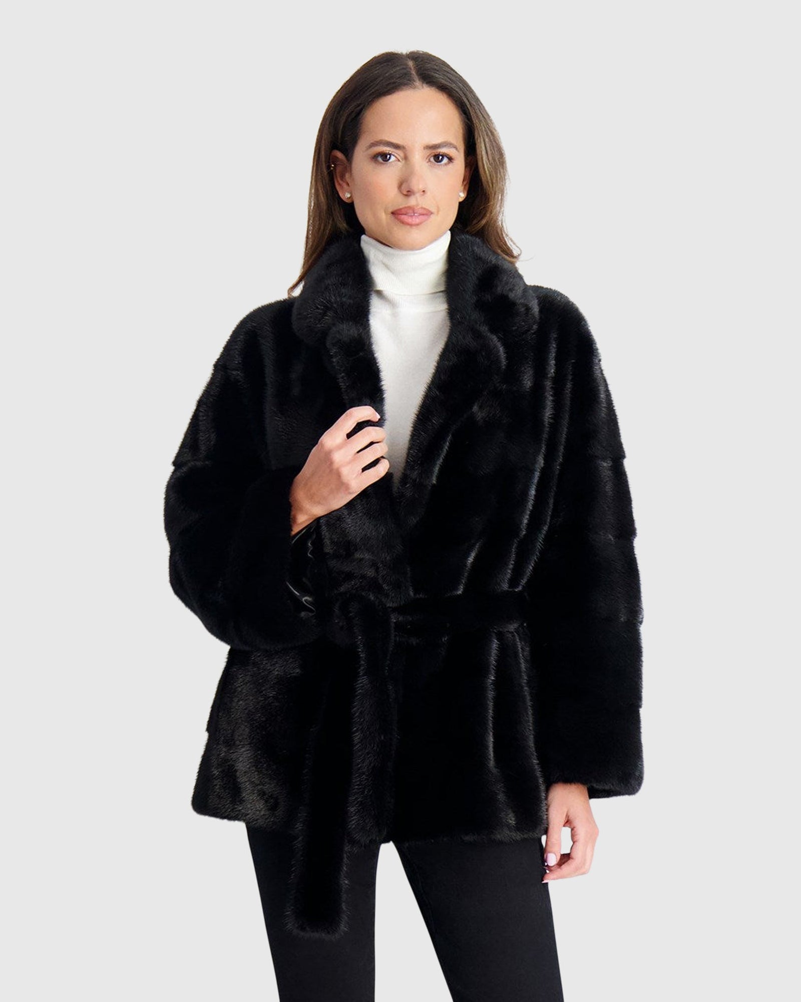 Mink Jacket With Belt | Black (V2)