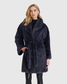 Mink Jacket With Belt | Blue Jean (V1)