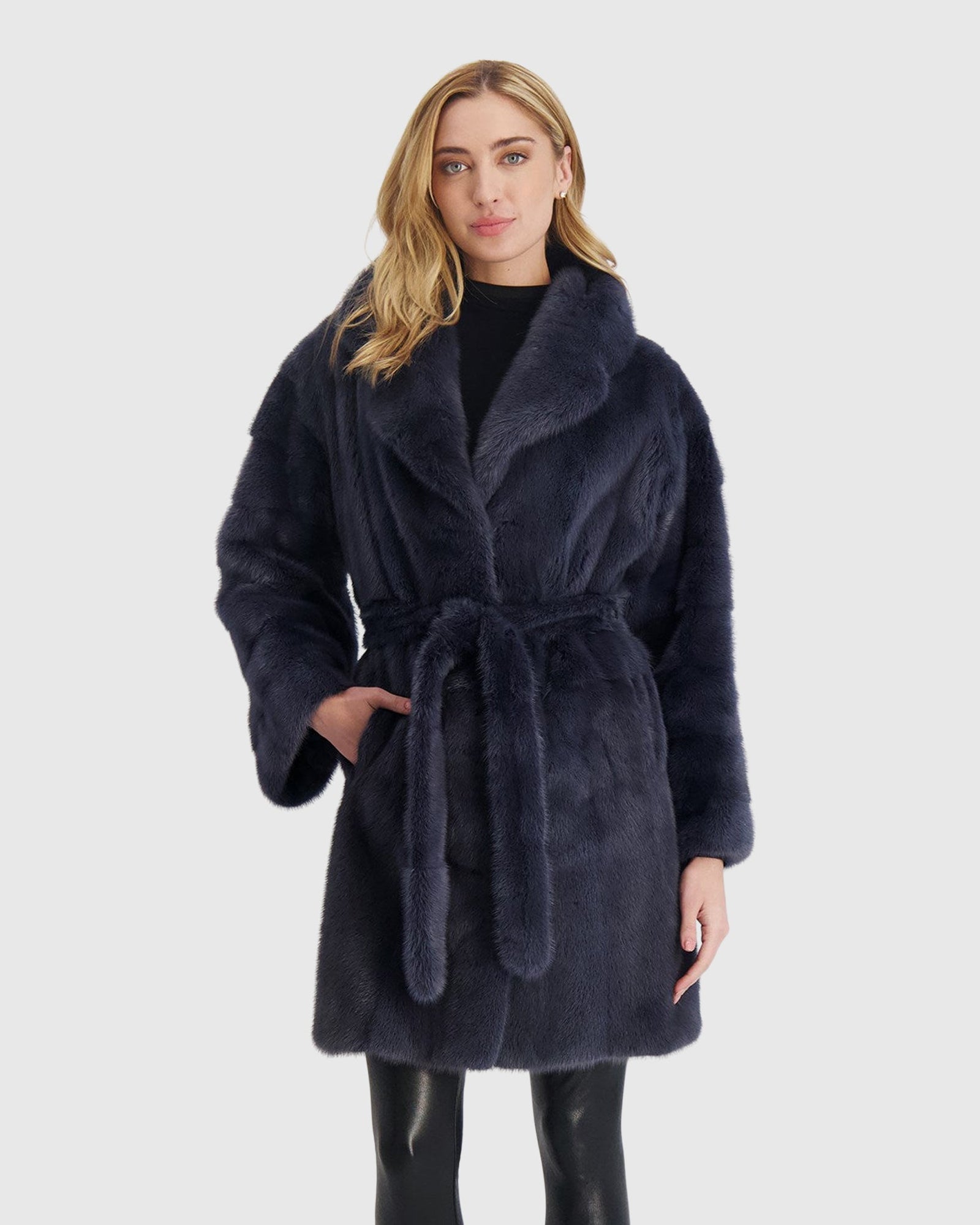 Mink Jacket With Belt | Blue Jean (V1)