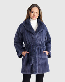 Mink Jacket With Belt | Blue Jean (V2)