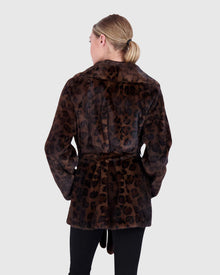 Mink Jacket With Belt | Brown Animal Print (V1)
