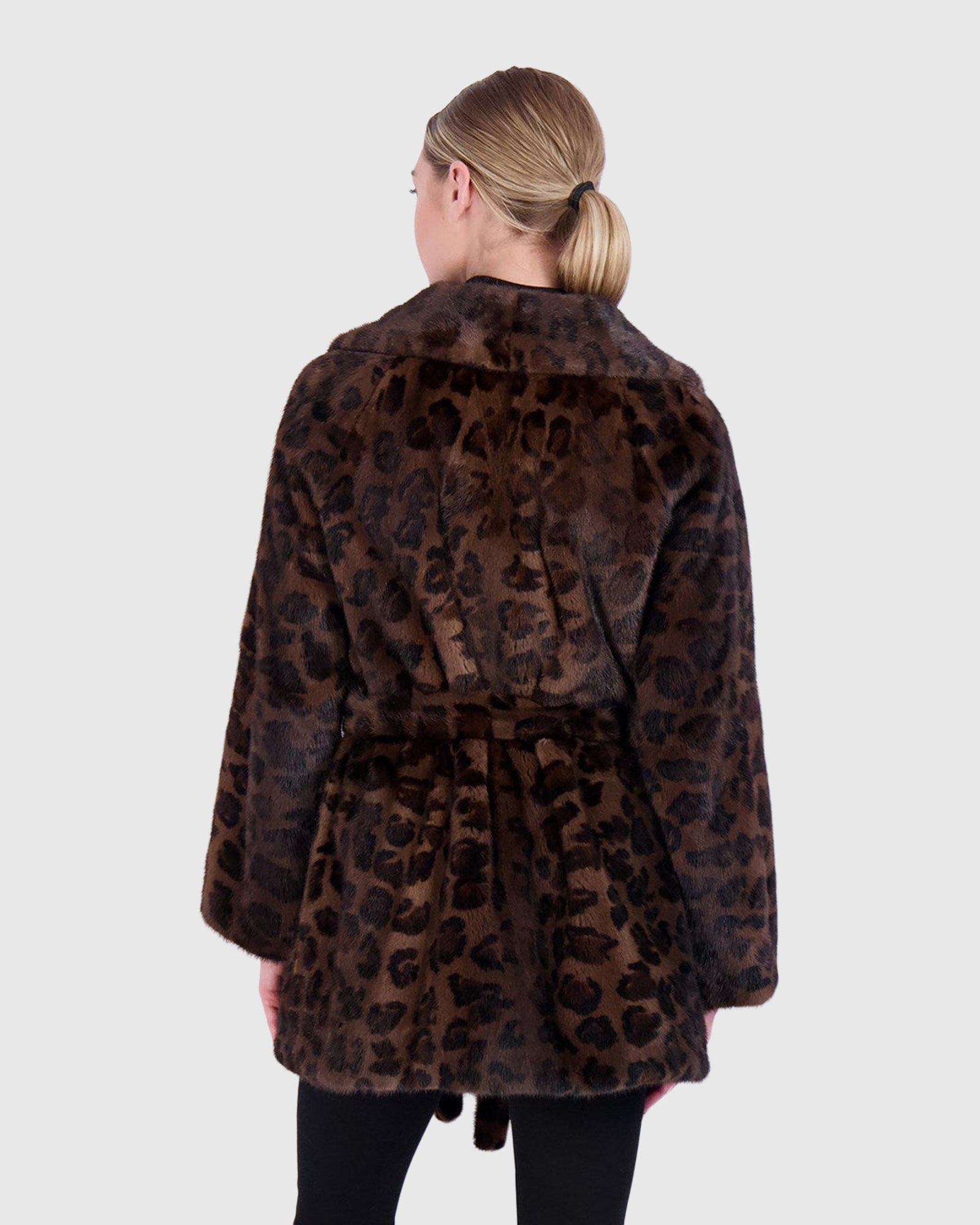 Mink Jacket With Belt | Brown Animal Print (V2)