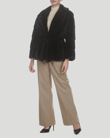 Mink Jacket With Belt | Women | Black (V2)