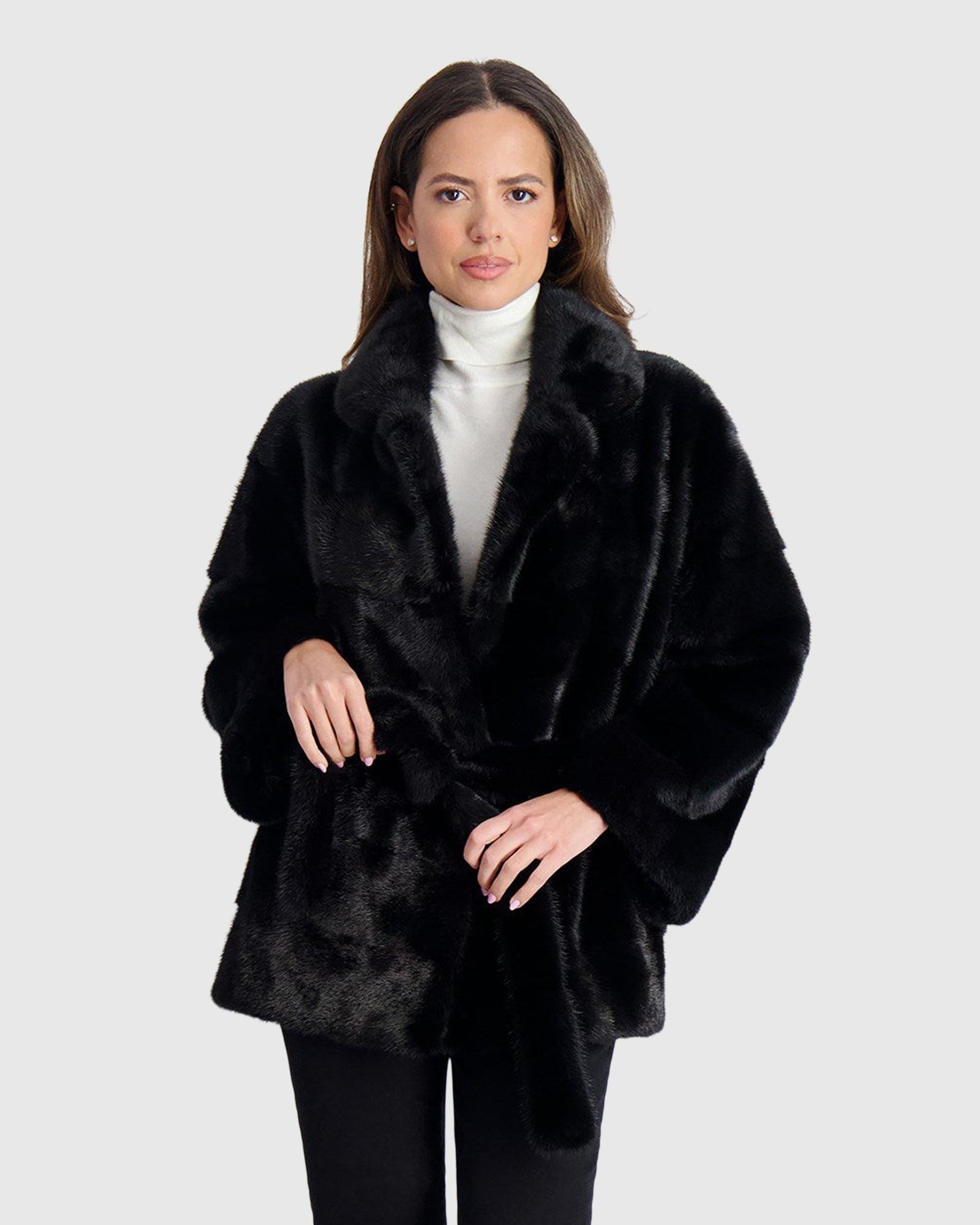 Mink Jacket With Belt | Black (V2)