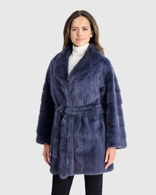Mink Jacket With Belt | Blue Jean (V2)