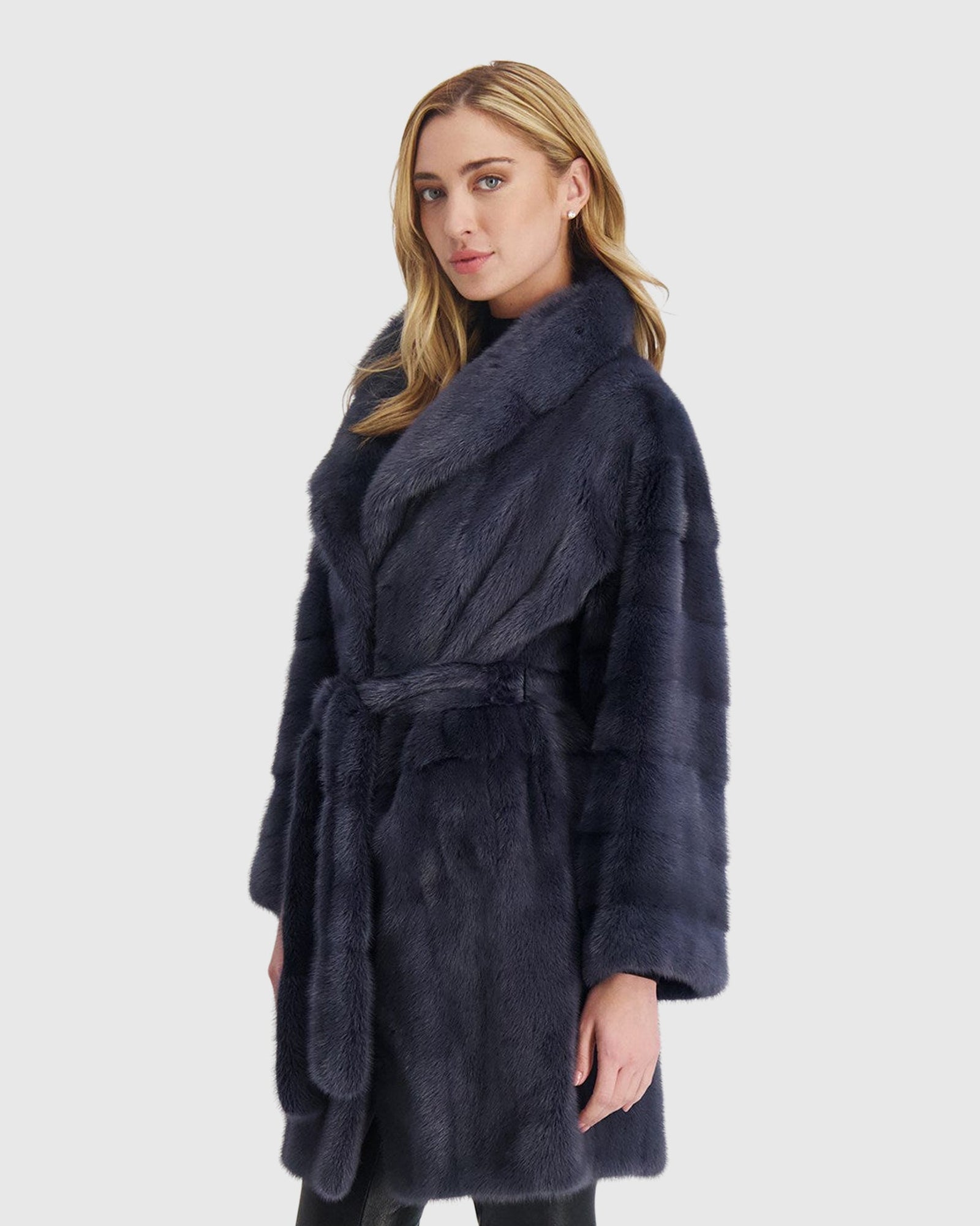 Mink Jacket With Belt | Blue Jean (V1)