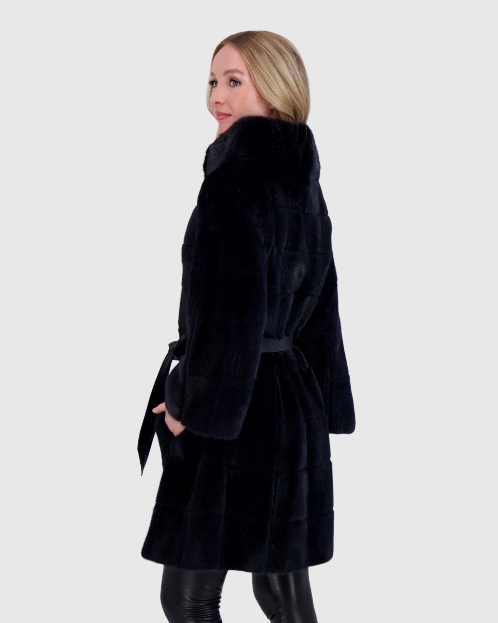 Mink Jacket With Belt | Navy