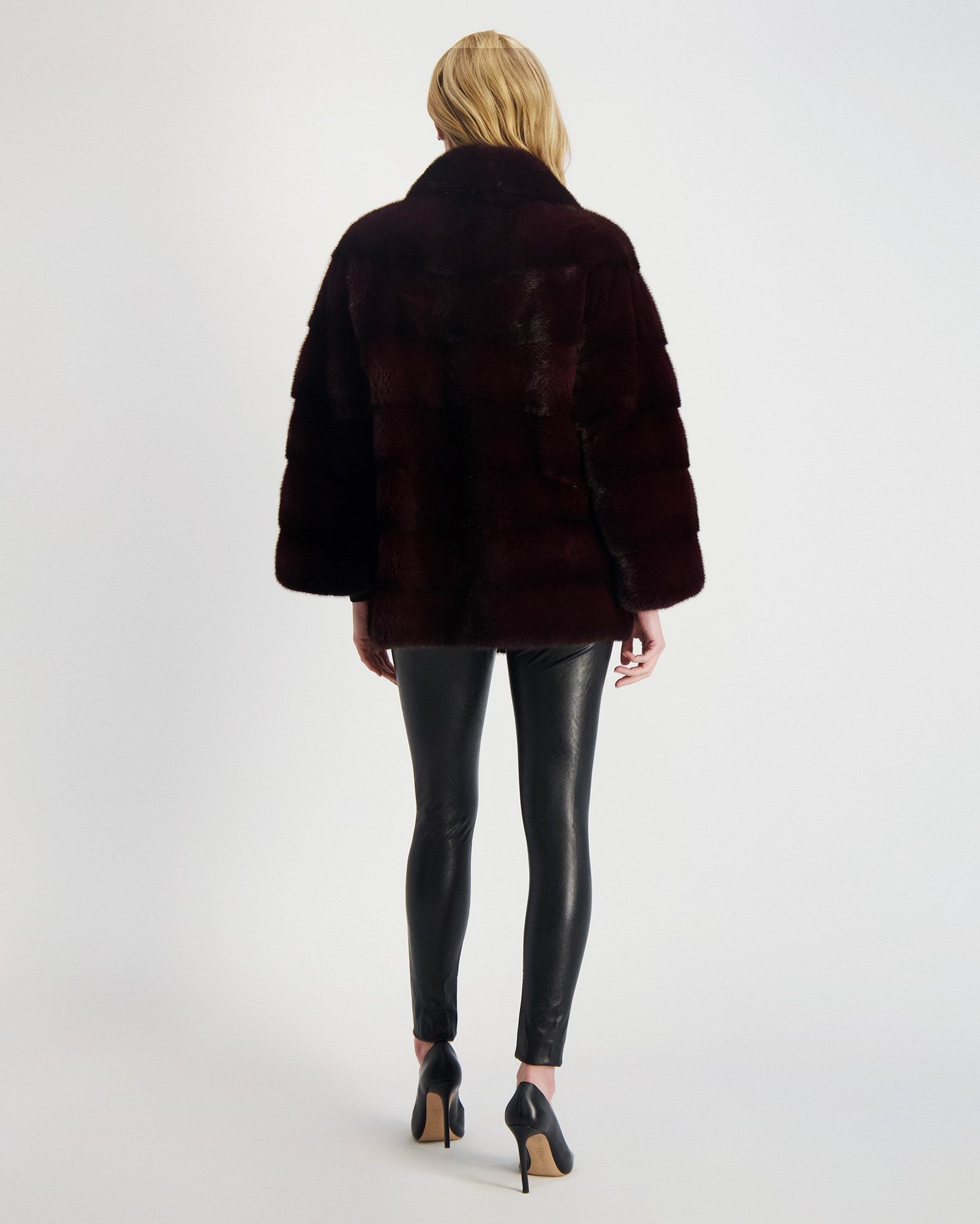 Mink Jacket With Belt | Women | Burgundy