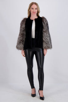 Mink Jacket With Fo Sleeves | Women | Black x Silver Fox